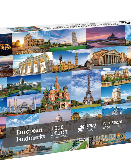 PICKFORU Europe Travel Puzzle 1000 Pieces for Adults, Eiffel Tower Big Ben Colosseum Landscape Puzzle Scenery, Nature Jigsaw Puzzles Paris Italy Landmarks