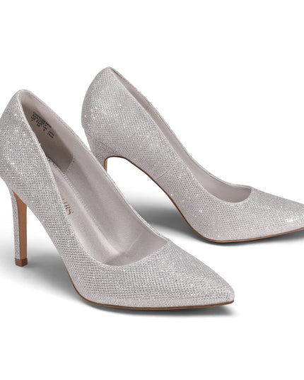 SIZE 41: DREAM PAIRS Women's Closed Toe High Heels Dress Pointed Toe Wedding Pump Shoes,Size 10,Silver/Glitter,Christian-New