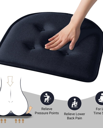 LOVTEX Chair Cushions for Dining Chairs 3 Pack, Non Slip Seat Cushions for Kitchen Chairs, Navy 17 x 16 Tufted Memory Foam Kitchen Chair Cushions Set of 6