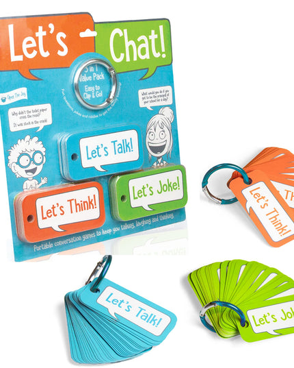 Open The Joy Let’s Chat 3–1 Conversation Starters Cards for Kids, Grab and Go Travel Card Games in Car, Airplanes, Talk, Think, Joke Cards - Ages 4+