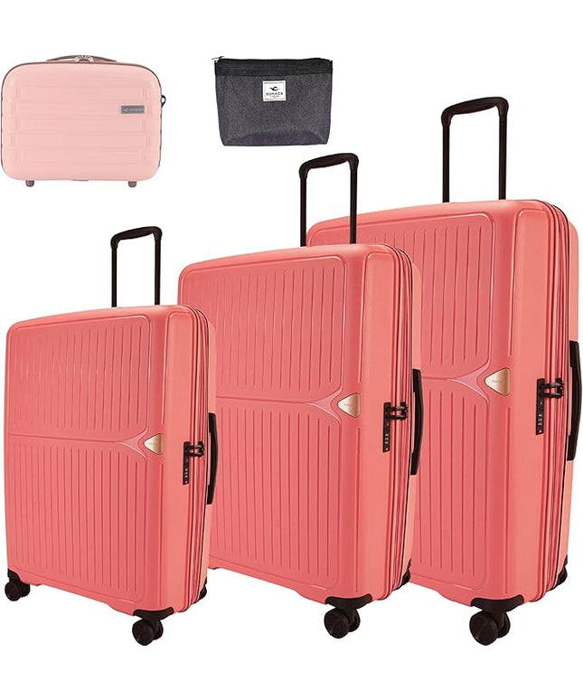 VERAGE Unbreakable Luggage Set of 3 Peach, Set of 4