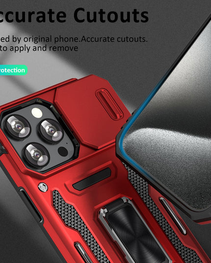 UKLCCU Case for iPhone 15 Pro Phone Case 15 Pro iPhone Case with Slide Camera Cover & Built-in 360° Rotating Kickstand for iPhone 15 Pro - Red