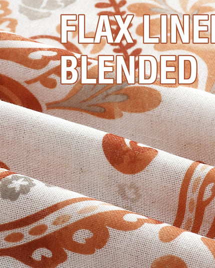 H.VERSAILTEX Linen Curtains 160 cm Length 2 Panels, Terry Red, Floral Pattern