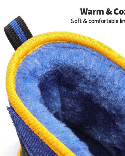 DREAM PAIRS Boys Girls Toddler Snow Boots Faux Fur Lined Mid Calf Little Kids Winter Shoes SDSB2308K Size 6 Toddler ROYAL BLUE ORANGE SIZE 25