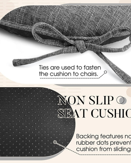 Basic Beyond Chair Cushions for Dining Chairs 4 Pack, Memory Foam Chair Cushion with Ties and Non Slip Backing 40 x 40 CM Tufted Chair Pads for Dining Chairs(Charcoal)