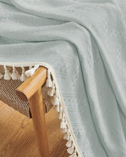 Joydeco Ice Blue Boho Curtains 275cm Curtains 264cm Inches Wide, Bohemian Farmhouse Curtains for Bedroom Living Room, Light Filtering Country Rustic Semi Sheer Curtains Rod Pocket