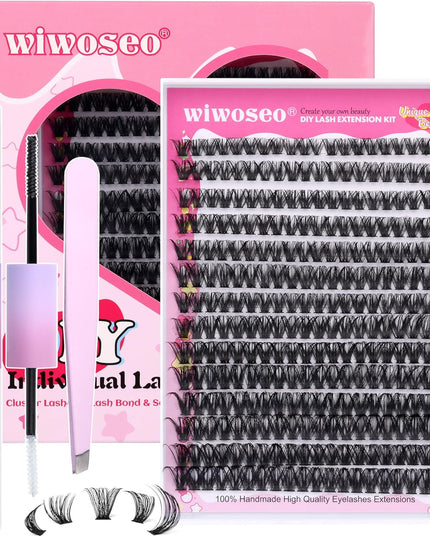 wiwoseo Individual Eyelashes Cluster Lashes Kit Lashes Individual Cluster Kit 60+80+100D Lash Clusters