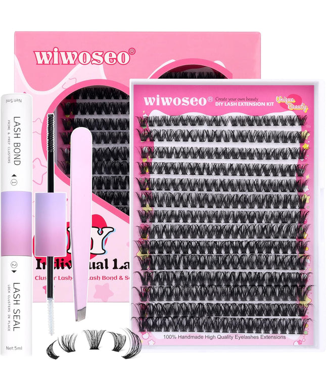 wiwoseo Individual Eyelashes Cluster Lashes Kit Lashes Individual Cluster Kit 60+80+100D Lash Clusters