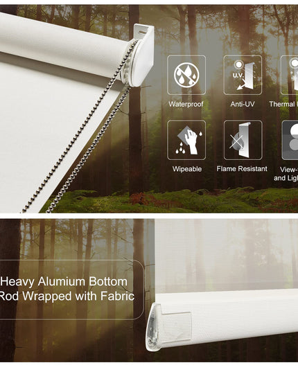 Persilux Light Filtering Roller Shades and Blinds for Windows (Off White)