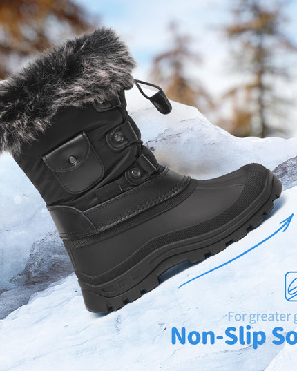 Size: 37.5 - DREAM PAIRS Boys Girls Snow Boots Waterproof Outdoor Warm Cozy Anti-Slip Mid Calf Faux Fur Lining Insulated Winter Shoes for Little/Big Kids,Size 5 Big Kid,Black,KSNOW