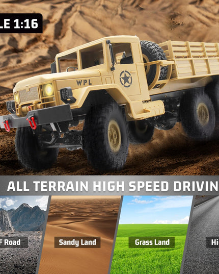 Spobot RC Military Transport Truck, RC Off-Road Vehicle 6WD with All Terrain, Remote Control Rack Car With2 Set of Batteries &Realistic Light is Good for Kid Gift