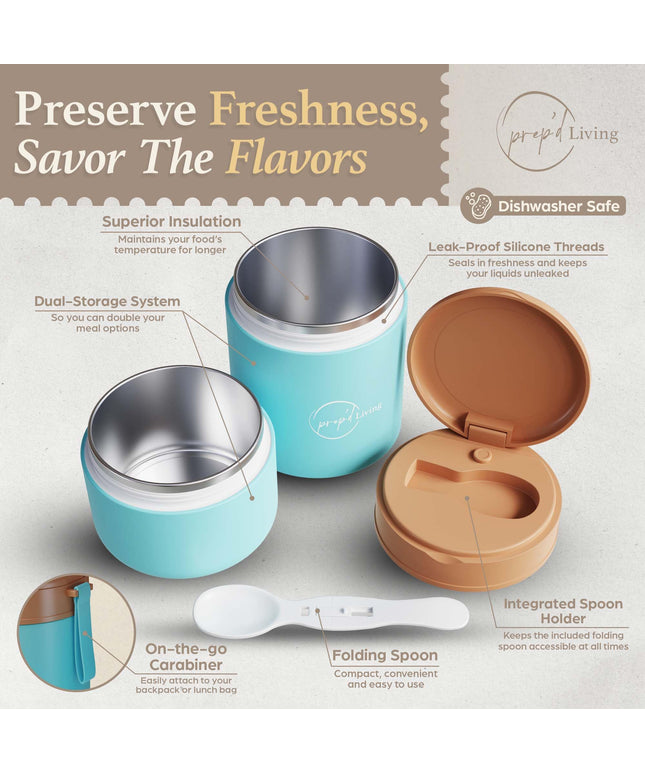 Prep'd Living Overnight Oats Containers with Lids - Portable Meal Prep