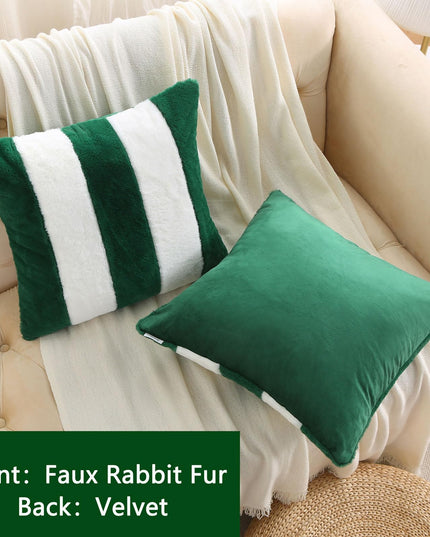 Ikuoic Green and White Striped Throw Pillow Covers 40 X 40 cm Set of 2