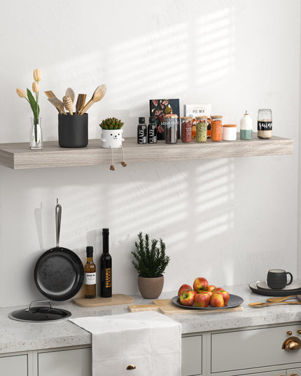 Floating Shelves - 10.3 Inch Deep Wall Shelf for Decor & Storage - Wall Mounted Display Shelving with Invisible Heavy-Duty Metal Bracket - 36" W x 10.3" D x 1.8" H - Set of 1 - Rustic Grey