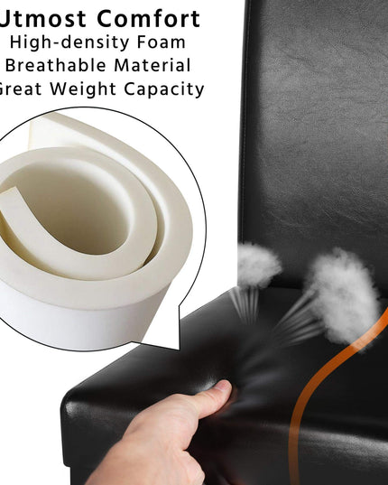 Chair High Chair Seat, Boho Accent Chair 4PCS Black Pu Capacity 280LB 16.5" L 16" W 38.58" H Living Room Bedroom Dining Rooms Garden