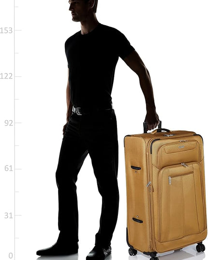 Pierre Cardin Premium Luggage With TSA LOCK, 4 wheels (Checked Luggage 32-Inch, Champagne)