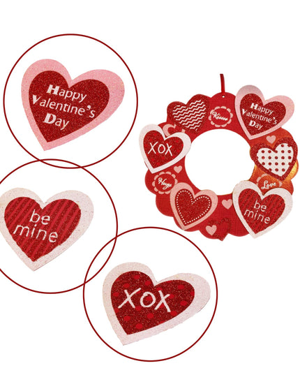 Ja'Cor Valentines Wreath Sign Red Pink White Valentine Heart Wreaths 1Ct, Hanging Decor