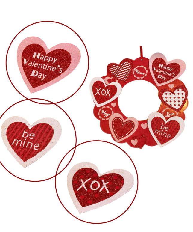Ja'Cor Valentines Wreath Sign Red Pink White Valentine Heart Wreaths 1Ct, Hanging Decor