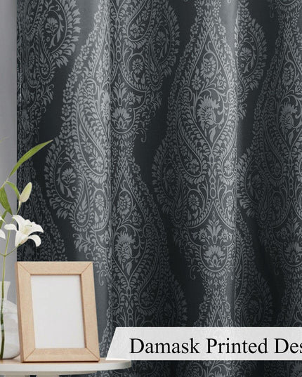 JIUZHEN Damask Ombre Blackout Curtains for Bedroom 132x244 cm