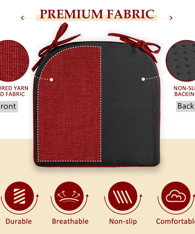 Wellsin Chair Cushions for Dining Chairs 4 Pack 40x40x5 cm, Red