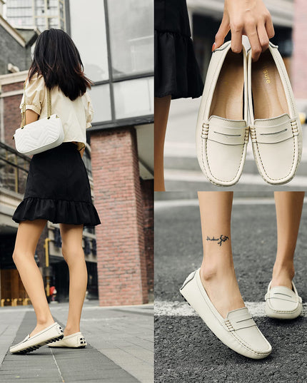 SIZE: 38.5 - Artisure Women's Classic Genuine Leather Penny Loafers Driving Moccasins Casual Slip On Boat Shoes Fashion Comfort Flats