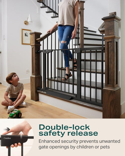 Cumbor Baby Gate for Stairs, Mom's Choice Awards Winner,Black