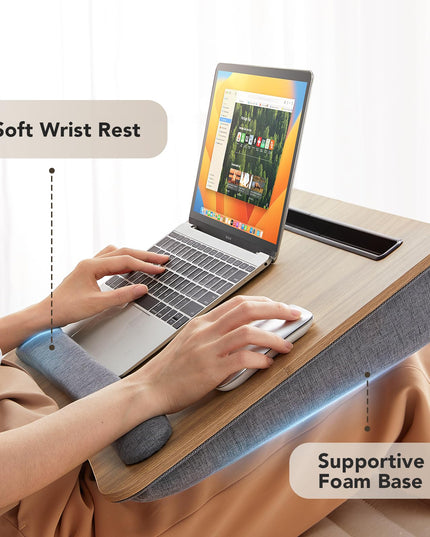 HUANUO Lap Laptop Desk-Portable Lap Desk with Cushion, Fits up to 43 cm Laptop, with Anti-Slip Strip & Storage Function