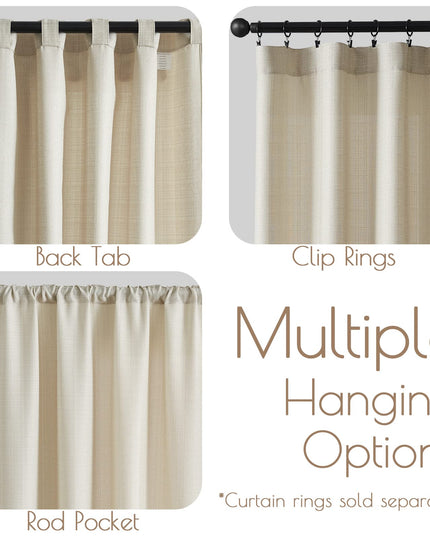 jinchan Curtains for Living Room Bedroom Linen Textured Curtains 213 cm Long 2 Panels Beige Farmhouse Curtains Casual Weave Back Tab Drapes Light Filtering Window Curtains Set Heathered Beige