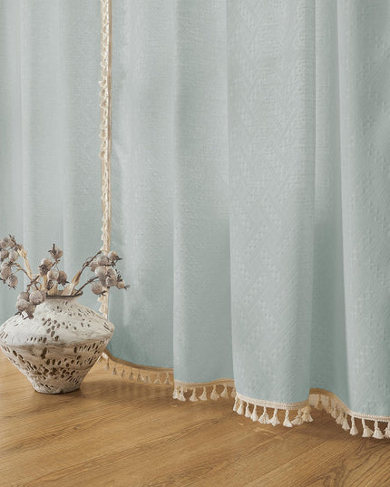 Joydeco Ice Blue Boho Curtains 275cm Curtains 264cm Inches Wide, Bohemian Farmhouse Curtains for Bedroom Living Room, Light Filtering Country Rustic Semi Sheer Curtains Rod Pocket