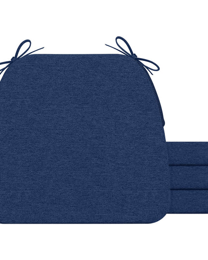 AAAAAcessories D-Shaped Chair Cushions for Dining Chairs with Ties and Removable Cover, 43 cm W x 40 cm L x 5 cm H, Set of 6, Blue