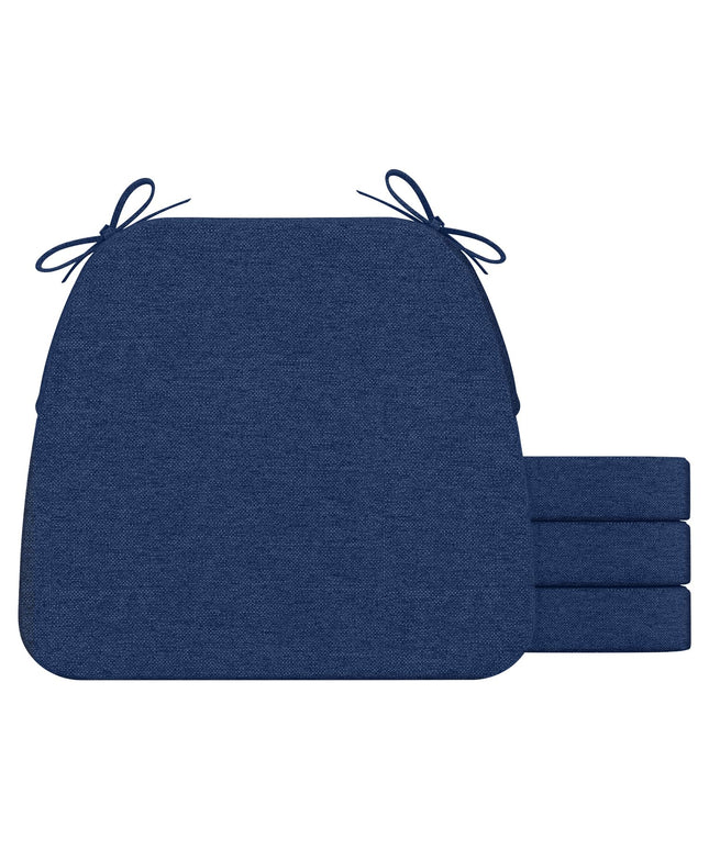 AAAAAcessories D-Shaped Chair Cushions for Dining Chairs with Ties and Removable Cover, 43 cm W x 40 cm L x 5 cm H, Set of 6, Blue