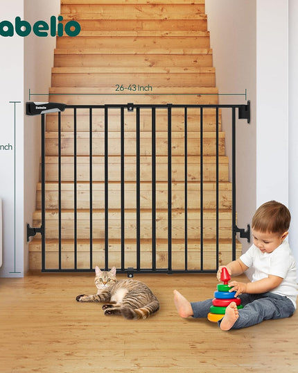 Babelio 66x109 cm No Bottom Bar Baby Gate for Babies, Elders and Pets(Black)