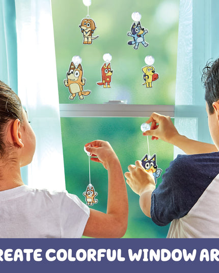 Bluey Window Art Suncatchers Kit for Kids to Paint, Great at-Home Craft Activity or Birthday Party Idea, Toys for Ages 3, 4, 5, 6