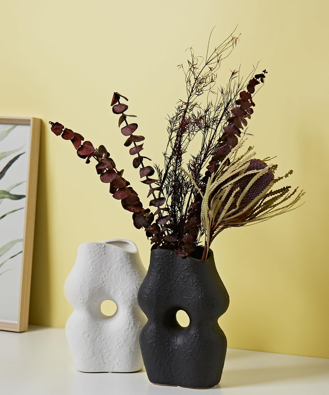 UPWOIGH White Black Ceramic Vase Set of 2,Modern Boho Flower Vase Home Décor