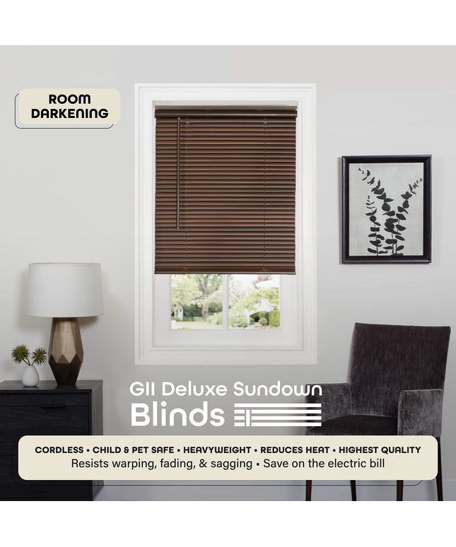 Achim Home Furnishings Cordless Room Darkening Mini Blind - 27 Inch Length, 64 Inch Height, 1" Slat Size - Mahogany - Cordless GII Deluxe Sundown Horizontal Windows Blinds for Interior by Decor