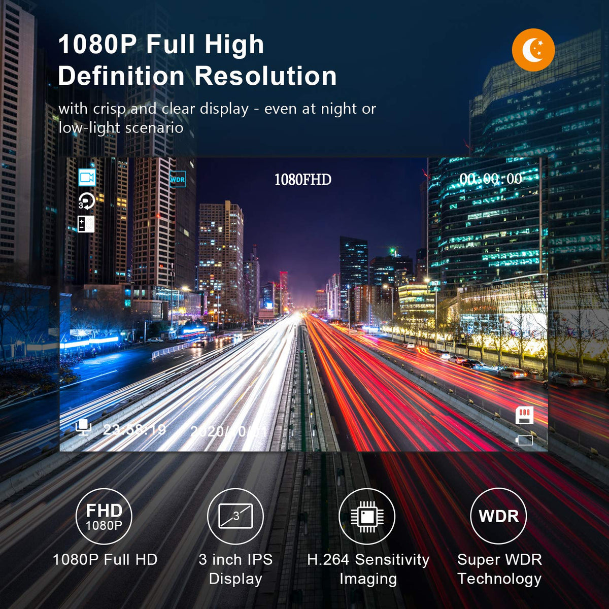 Boogiio Dash Cam Front With 32G Sd Card, 1080P Fhd Car Driving Recorder 3'' Ips Screen 170°Wide Angle Dashboard Camera Aluminum Alloy Case, Wdr G-Sensor Parking Monitor Loop Recording Motion Detection