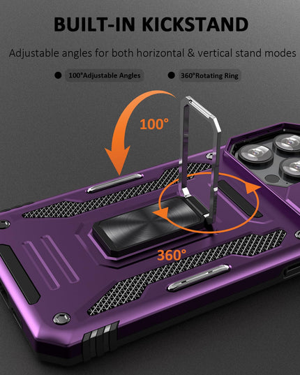 UKLCCU Phone Case for iPhone 15 Pro Case 15 Pro iPhone Phone Case for Women with Camera Cover Slide, Built-in 360° Rotating Kickstand for iPhone 15 Pro - Purple
