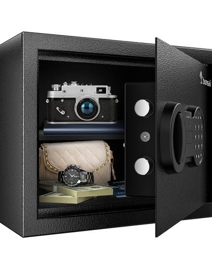 Bonsaii Safe, 0.6 Cubic Safe Box with Electronic Keypad, Removable Shelf, for Valuables Jewelry and Documents in Home, Hotel, or Business, 25 D x 35 W x 25 cm H