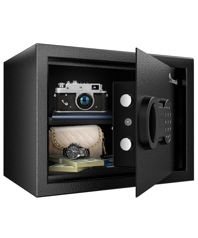 Bonsaii Safe, 0.6 Cubic Safe Box with Electronic Keypad, Removable Shelf, for Valuables Jewelry and Documents in Home, Hotel, or Business, 25 D x 35 W x 25 cm H