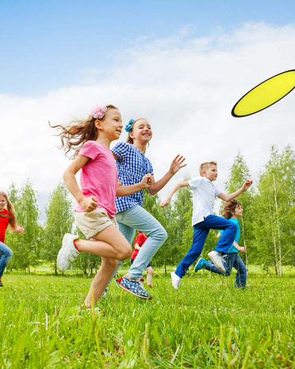 Mototo 30 Pieces Foldable Flying Disc Fans with Bag Folding Pocket Toy Set for Kids Fun Birthday Party Favors Summer Outdoor Activity Game Halloween Christmas, 5 Colors (10 inches)