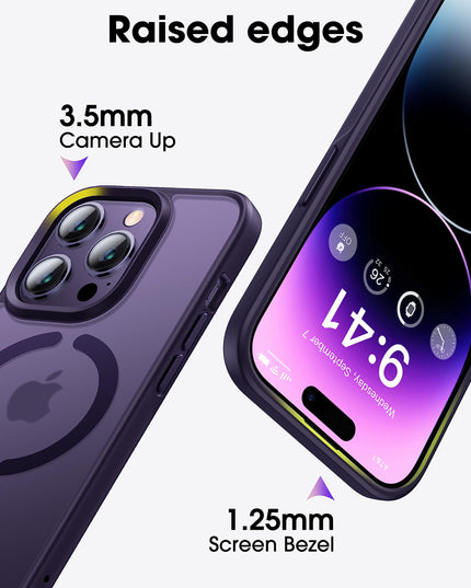 LOMILIO Magnetic for iPhone 14 Pro Max Case for MagSafe [No.1 Strong N52 Magnets] Translucent Matte [Military Grade Protection] for Women Girls Men iPhone 14 Pro Max Phone Case (6.7")-Deep Purple