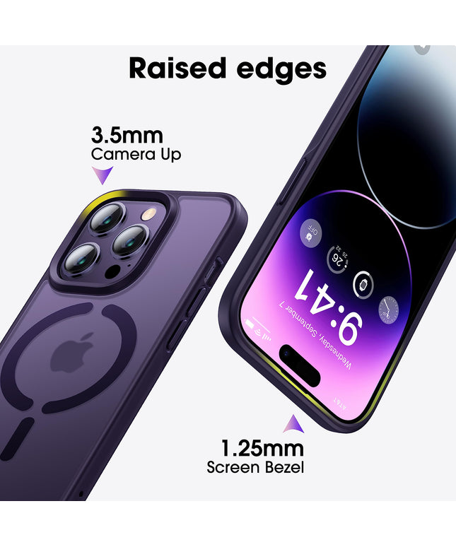 LOMILIO Magnetic for iPhone 14 Pro Max Case for MagSafe [No.1 Strong N52 Magnets] Translucent Matte [Military Grade Protection] for Women Girls Men iPhone 14 Pro Max Phone Case (6.7")-Deep Purple