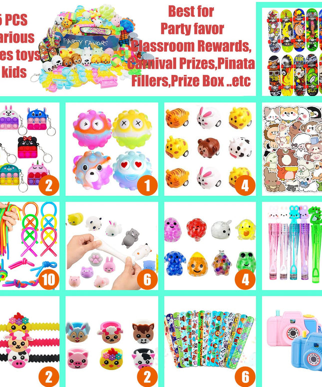 105 PCS Assortment Party Favors Toys for kids, Premium Mini Ctue Favors for All Ages kids Grils,Prize Box Toys,Goody Bag Fillers,pinata stuffers,Carnival Prizes for Boys and Girls 4-10