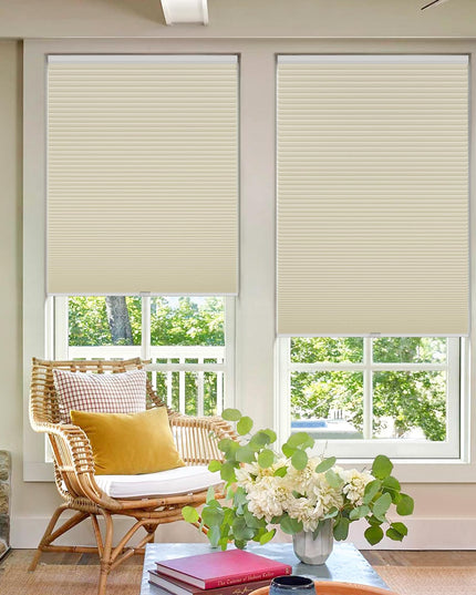 LazBlinds Cordless Cellular Shades, Blackout Honeycomb Shades, Size 91.44 cm W x 182.88 cm H, Cream