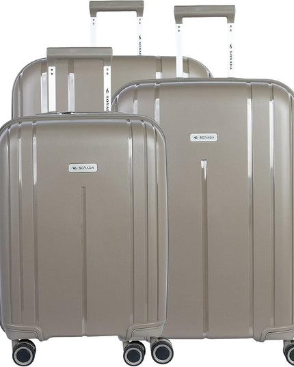 Sonada Unbreakable Luggage Unisex,Double Zipper,Expandable, TSA Lock With 4 Double Silent Wheels (Set of 4, Brown)