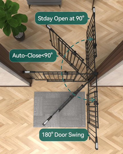 Babelio 66x109 cm No Bottom Bar Baby Gate for Babies, Elders and Pets(Black)