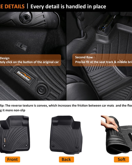 Binmotor-All Weather Floor Mats Set for Kia Sorento 2021-2025 6/7 Passenger（Not for Hybrid）, 1st & 2nd & 3rd Row Full Set, Guard Heavy Duty TPE Car Floor Liners Sorento Accessories