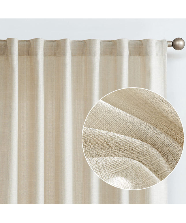 jinchan Curtains for Living Room Bedroom Linen Textured Curtains 213 cm Long 2 Panels Beige Farmhouse Curtains Casual Weave Back Tab Drapes Light Filtering Window Curtains Set Heathered Beige