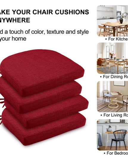 Wellsin Chair Cushions for Dining Chairs 4 Pack 40x40x5 cm, Red
