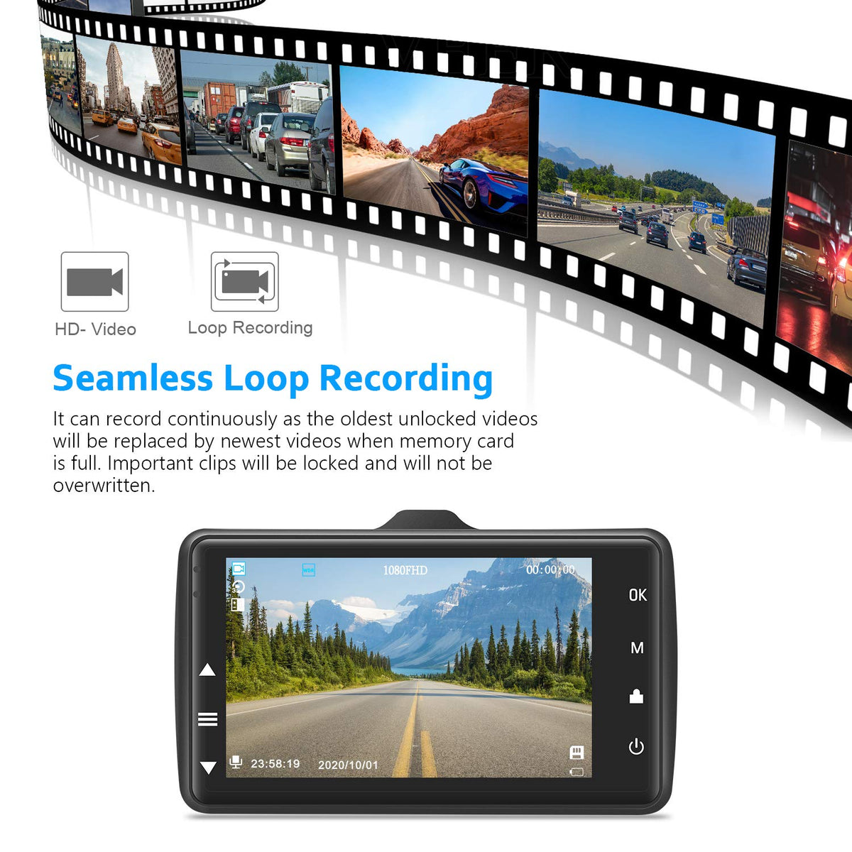 Boogiio Dash Cam Front With 32G Sd Card, 1080P Fhd Car Driving Recorder 3'' Ips Screen 170°Wide Angle Dashboard Camera Aluminum Alloy Case, Wdr G-Sensor Parking Monitor Loop Recording Motion Detection